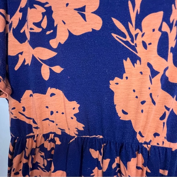 Plus Blue and Orange Maxi Dress with Short  Sleeves for Casual Occasions - Picture 2 of 4